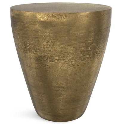 18" Antiqued Brass Aluminum Round End Table