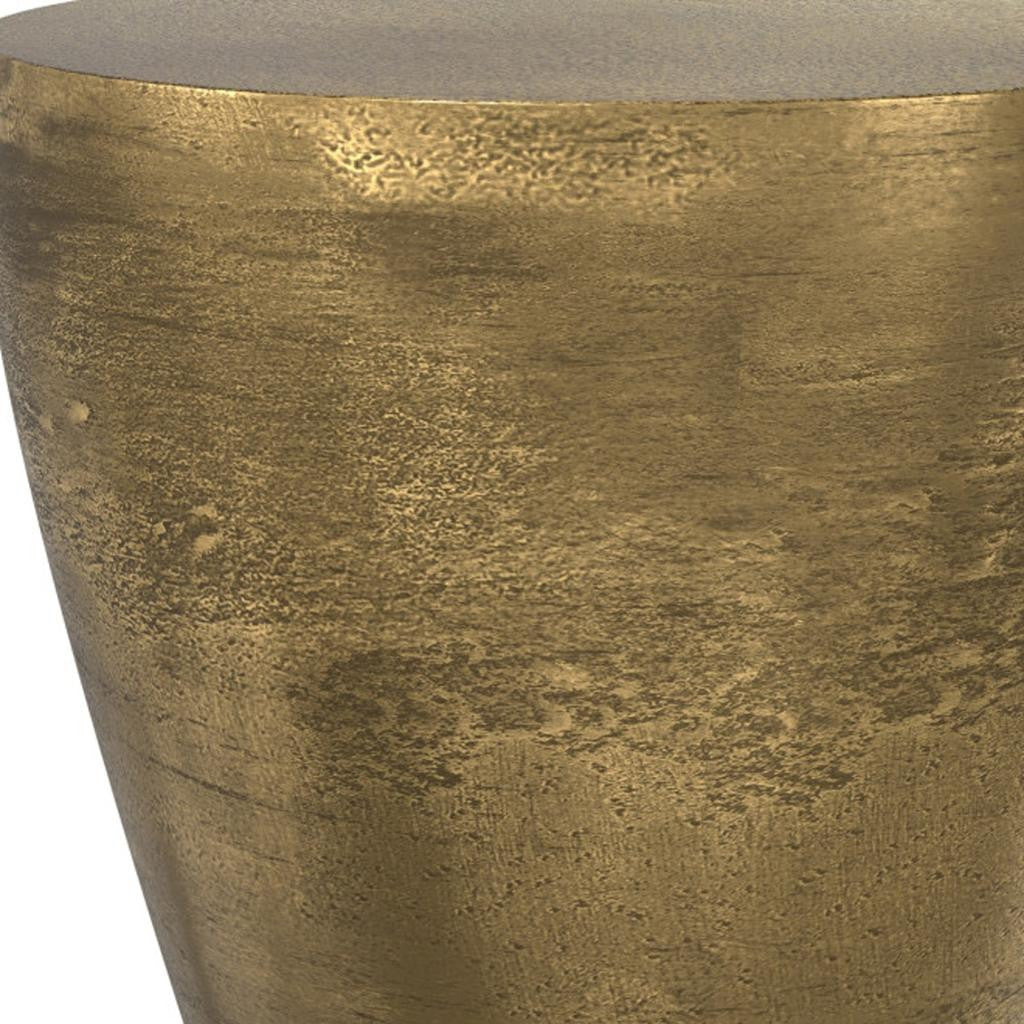 18" Antiqued Brass Aluminum Round End Table