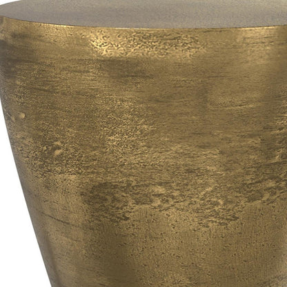 18" Antiqued Brass Aluminum Round End Table