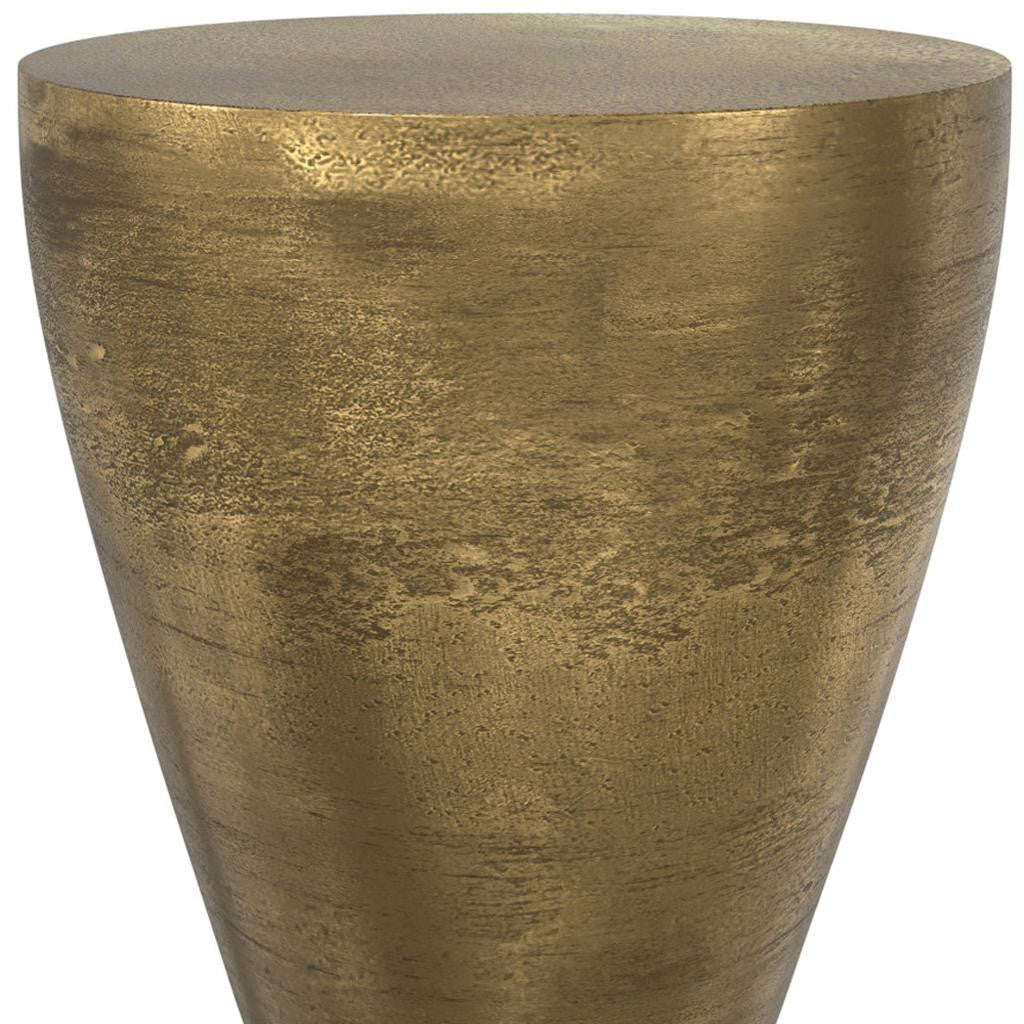 18" Antiqued Brass Aluminum Round End Table