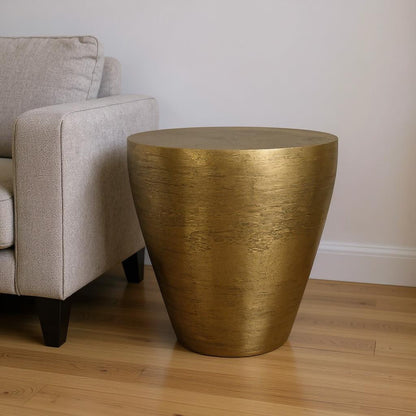 18" Antiqued Brass Aluminum Round End Table