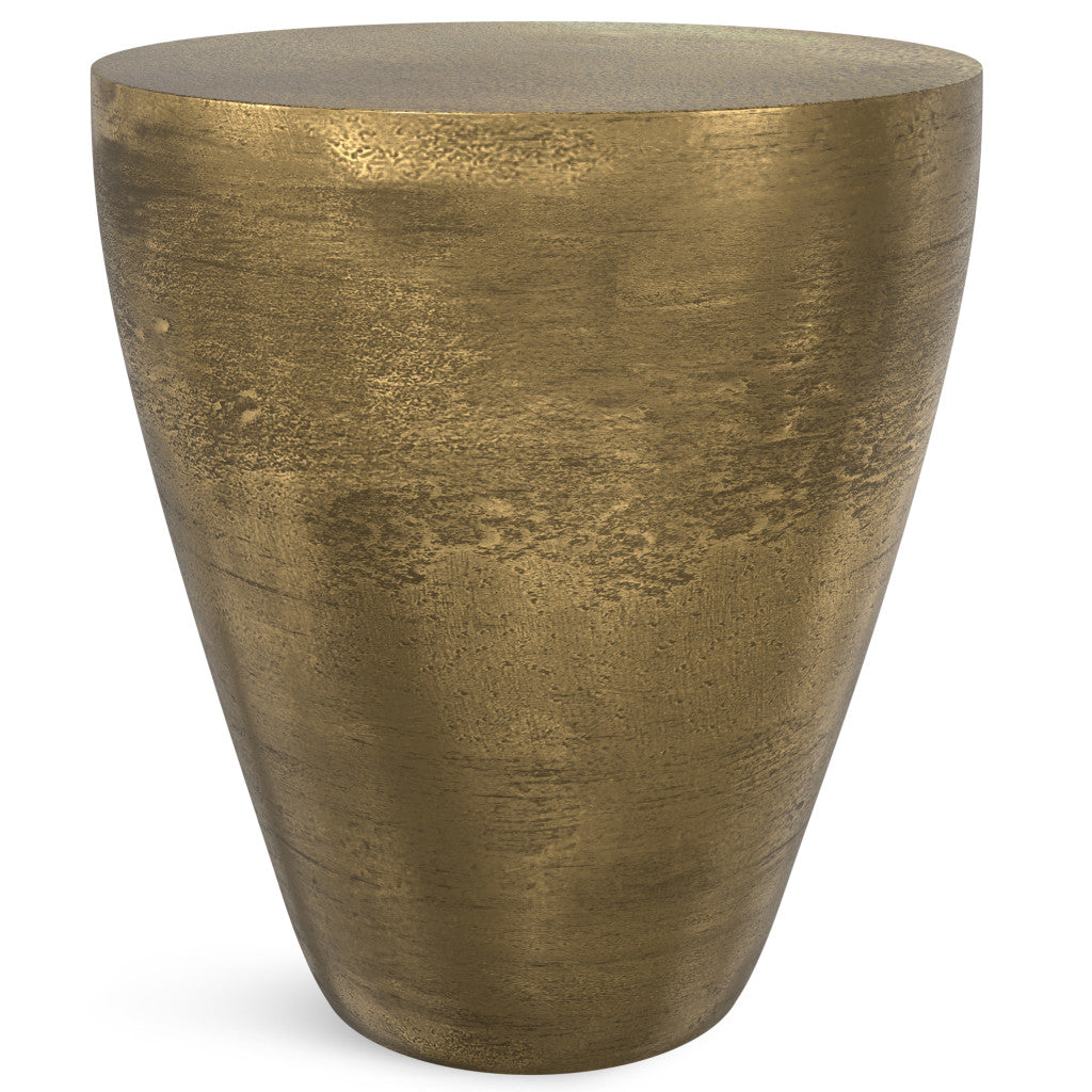 18" Antiqued Brass Aluminum Round End Table