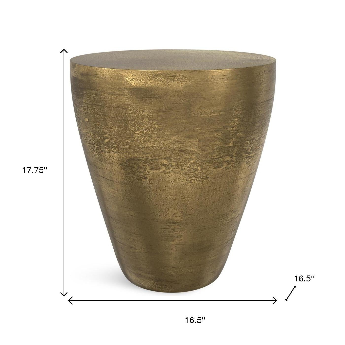 18" Antiqued Brass Aluminum Round End Table