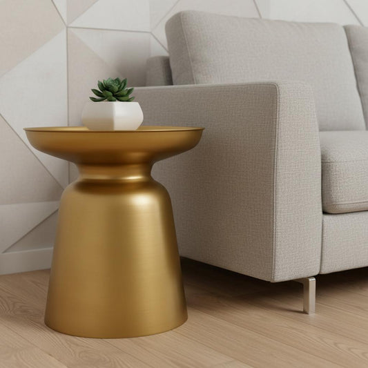 18" Gold Metal Round End Table