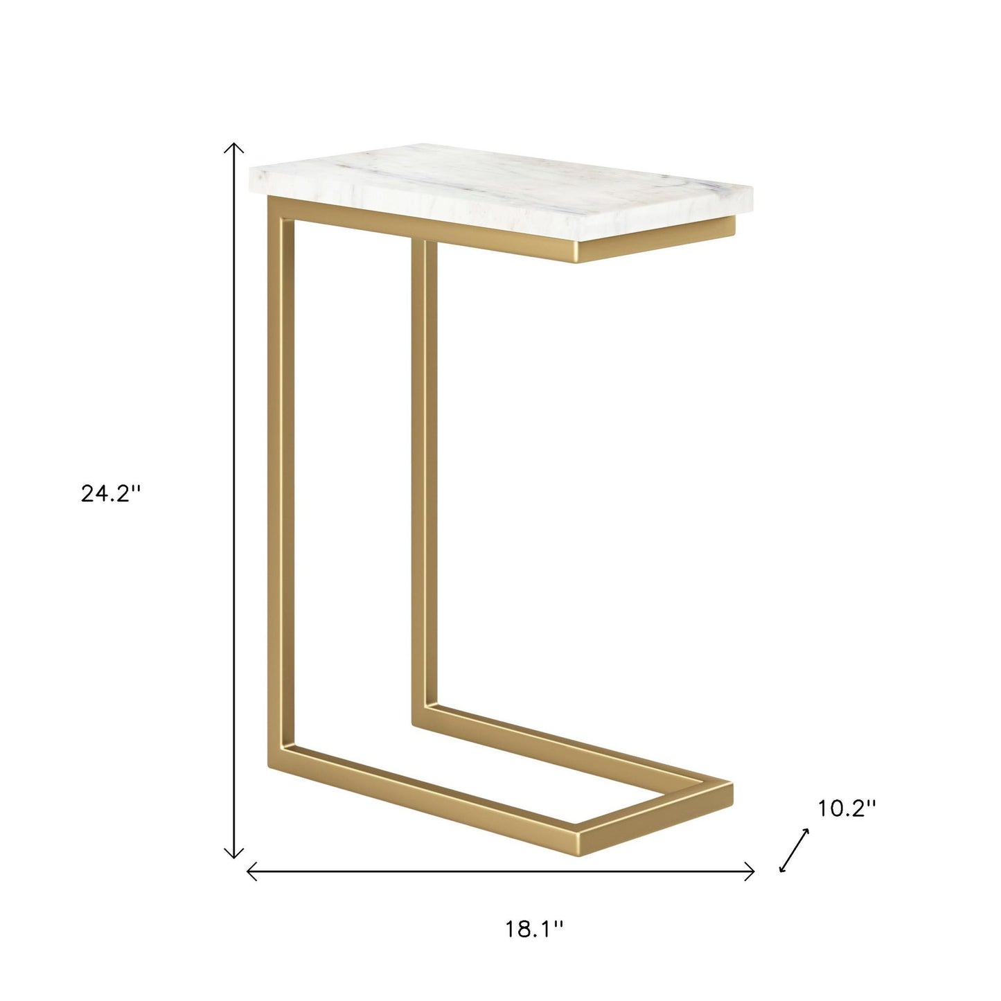 24" Gold Marble End Table And Trunk Storage