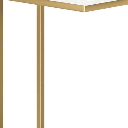 24" Gold Marble End Table And Trunk Storage