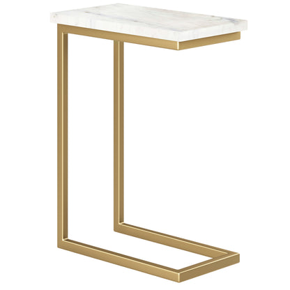 24" Gold Marble End Table And Trunk Storage