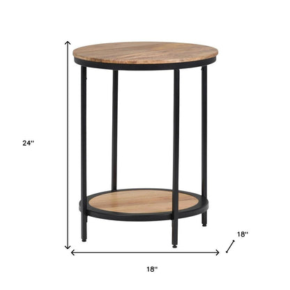 24" Natural Metal Round End Table