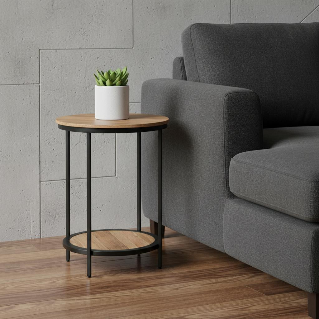 24" Natural Metal Round End Table