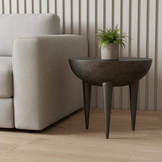 18" Graphite Aluminum Round End Table
