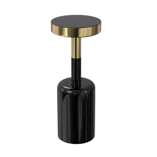 25" Gold and Turquoise Metal Round End Table