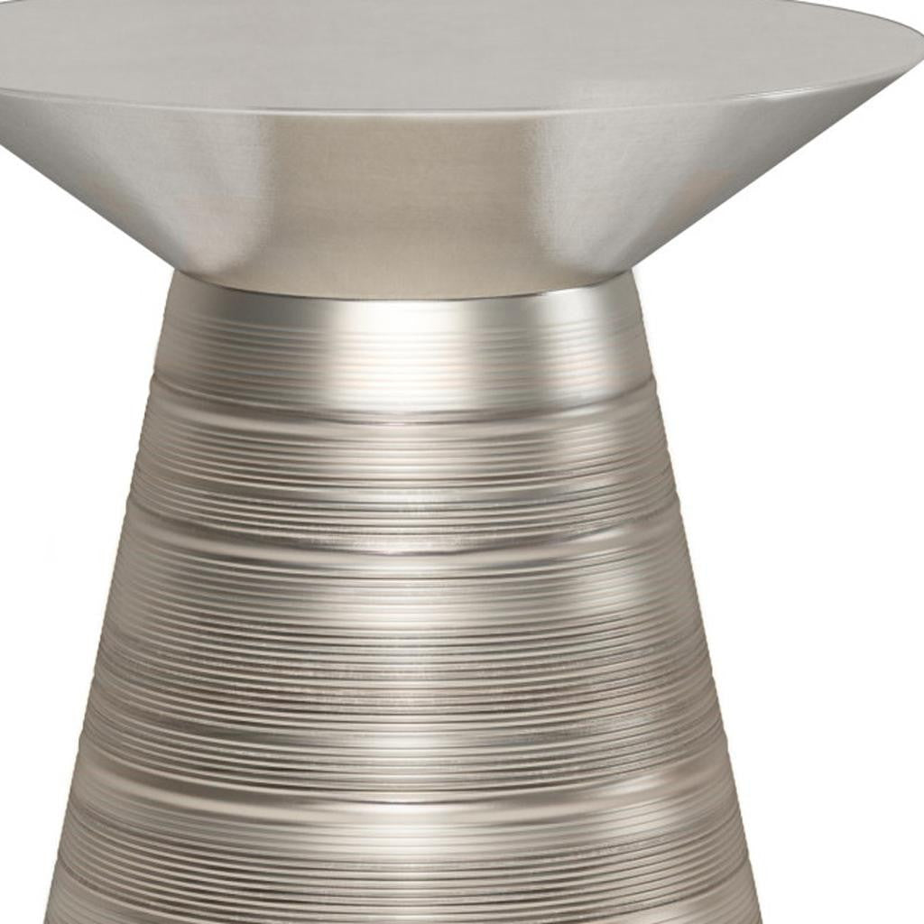 20" Silver Metal Round End Table