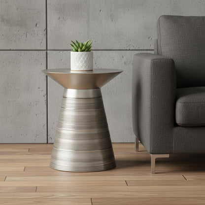 20" Silver Metal Round End Table