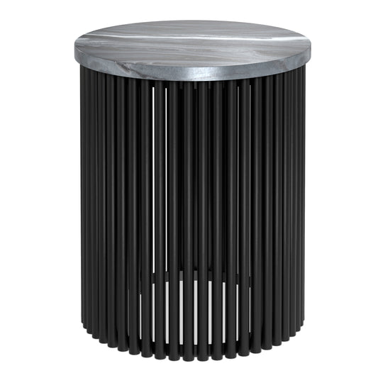 21" Black Marble Round End Table
