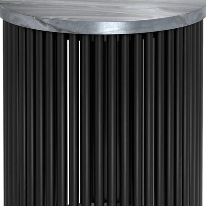 21" Black Marble Round End Table