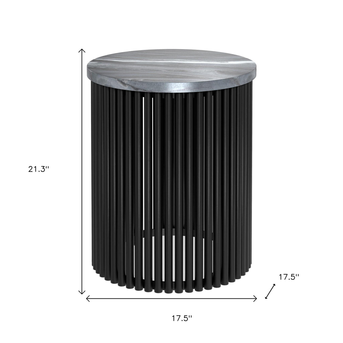21" Black Marble Round End Table