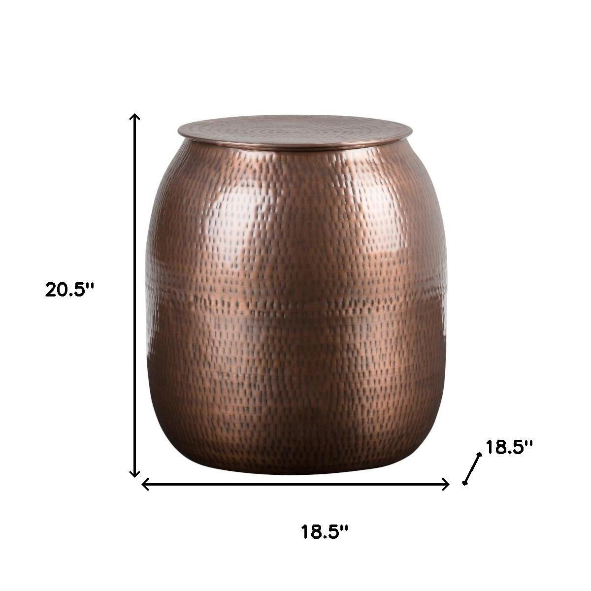 21" Copper Metal Round End Table