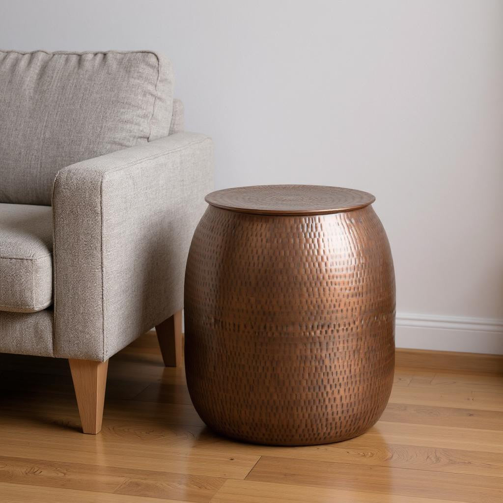 21" Copper Metal Round End Table