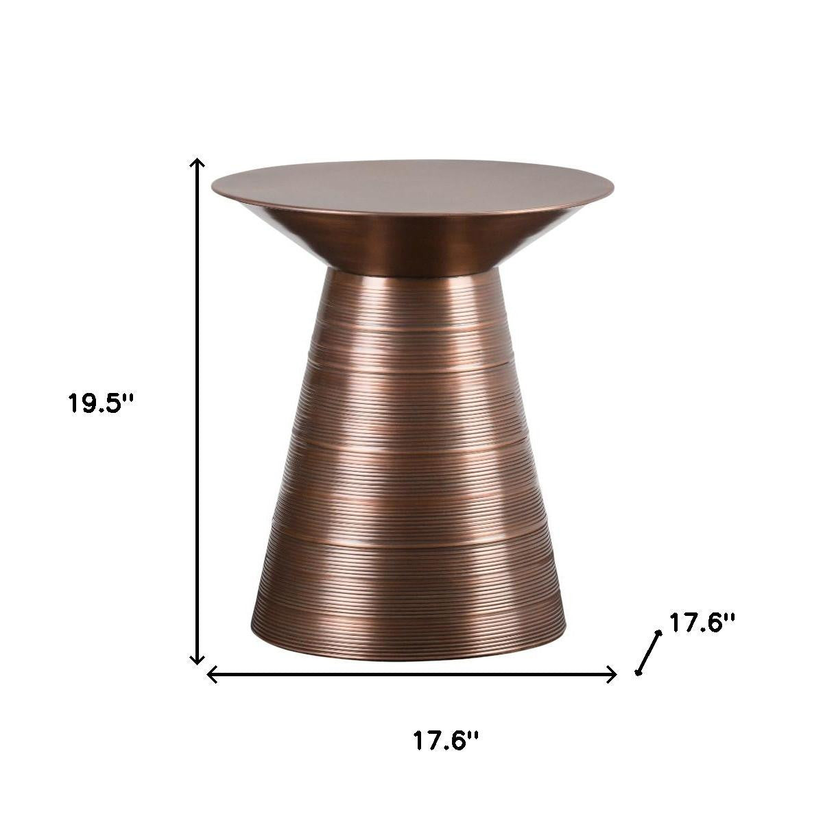 20" Copper Metal Round End Table