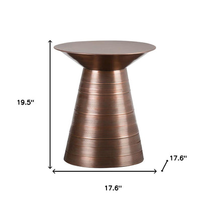 20" Copper Metal Round End Table