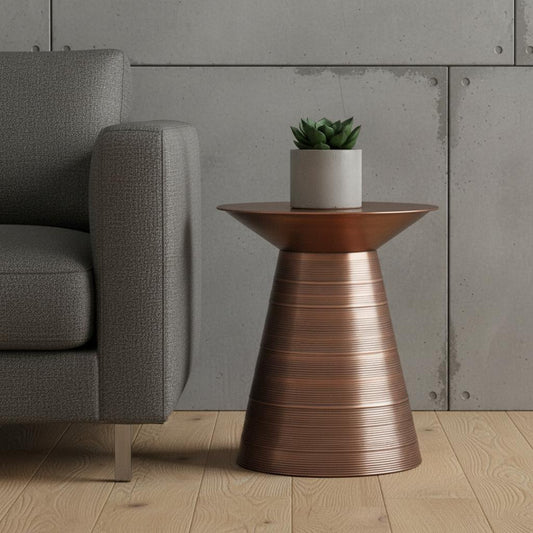 20" Copper Metal Round End Table
