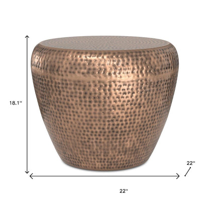 18" Copper Metal Round End Table