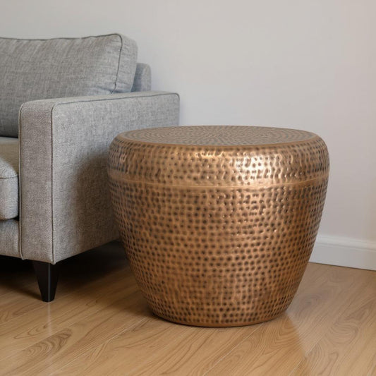 18" Copper Metal Round End Table
