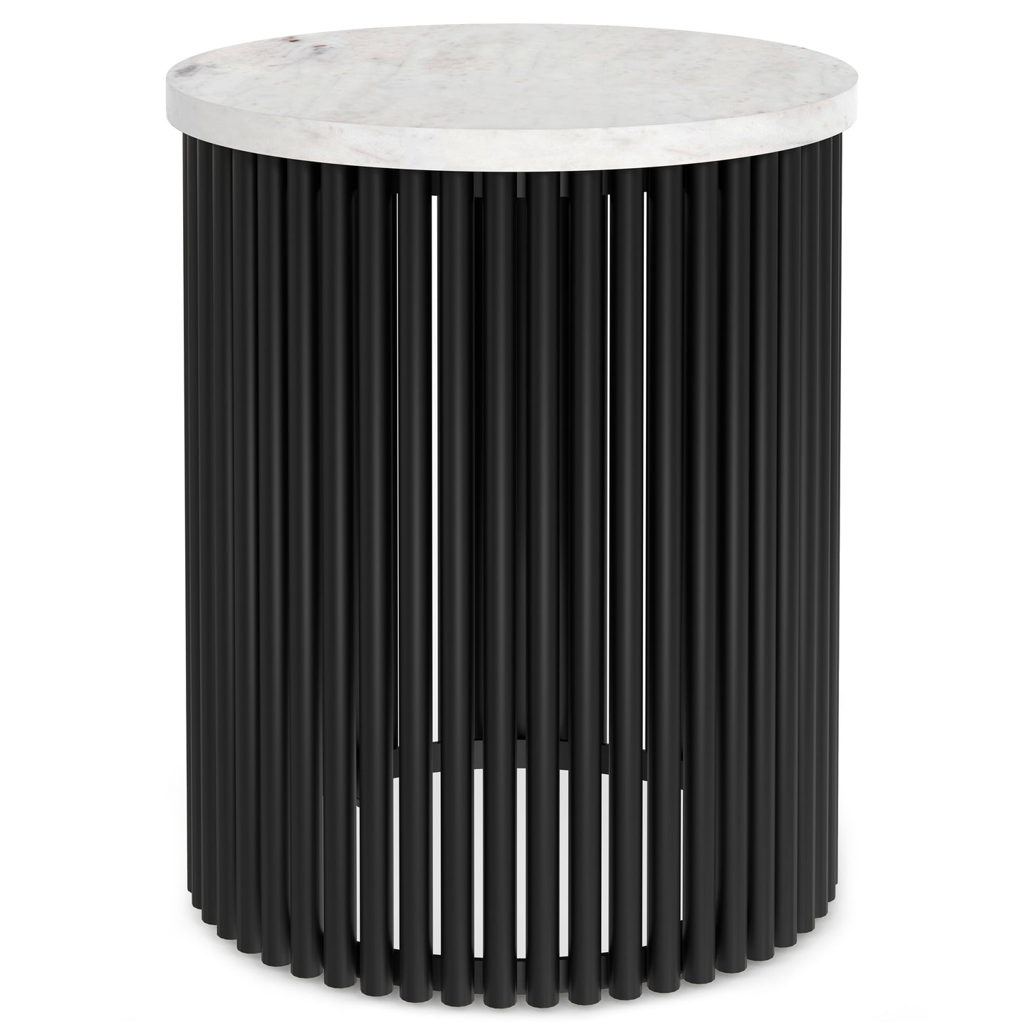 21" White Marble Round End Table