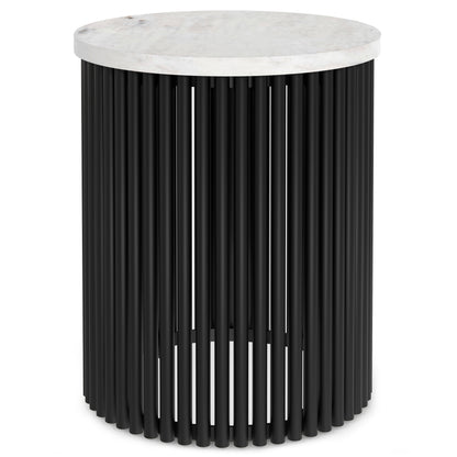 21" White Marble Round End Table