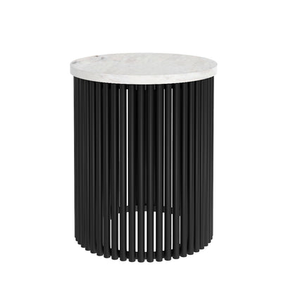 21" White Marble Round End Table