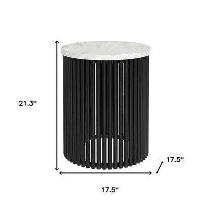 21" White Marble Round End Table