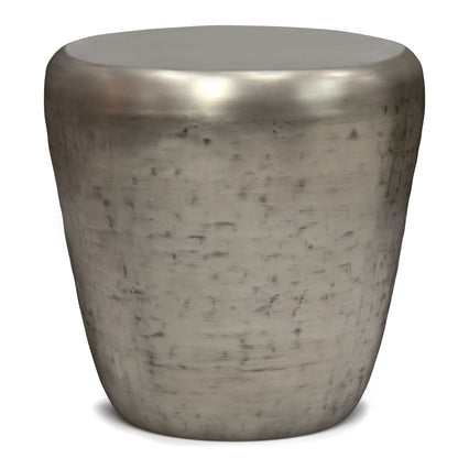 22" Silver Metal Round End Table