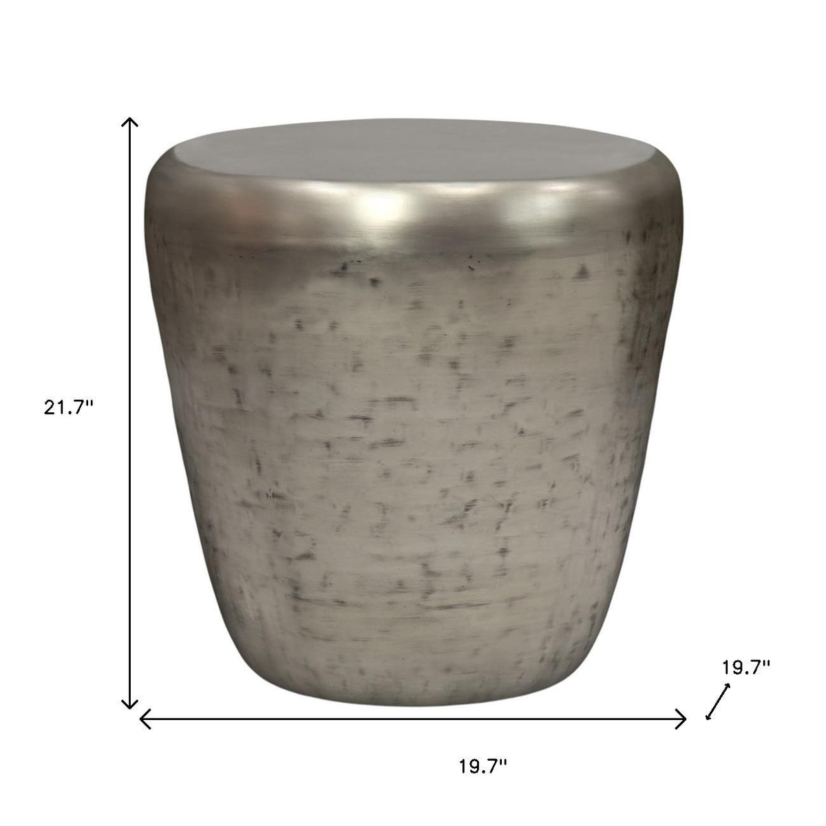 22" Silver Metal Round End Table