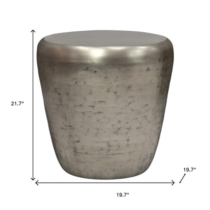 22" Silver Metal Round End Table