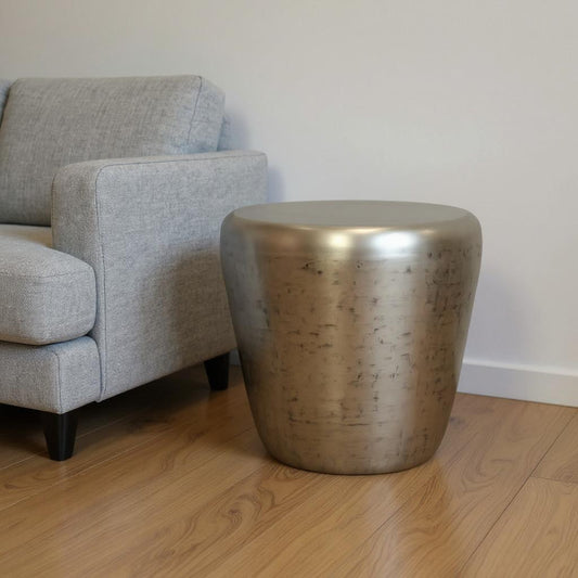 22" Silver Metal Round End Table