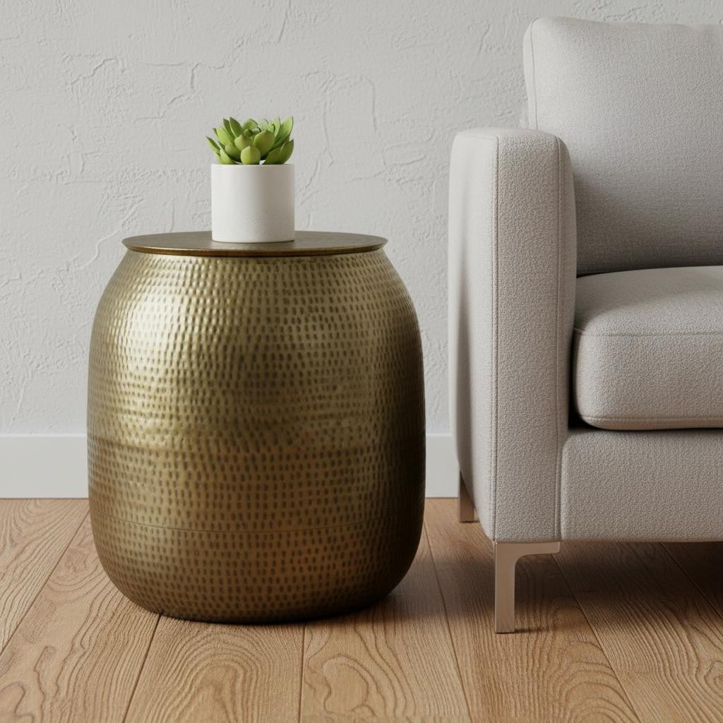 21" Gold Metal Round End Table