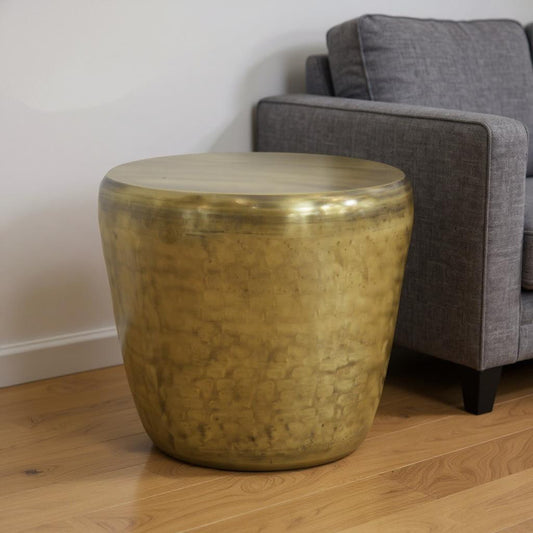 22" Gold Metal Round End Table