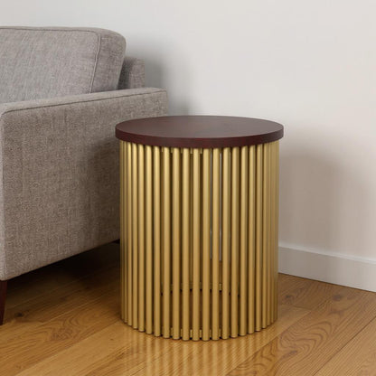 21" Gold Metal Round End Table