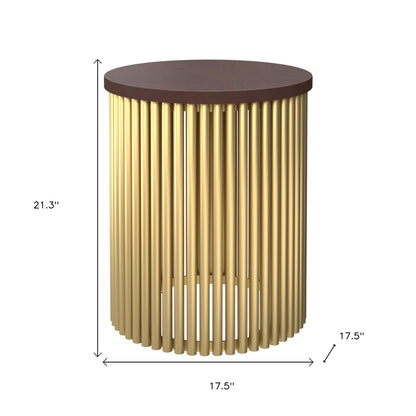 21" Gold Metal Round End Table