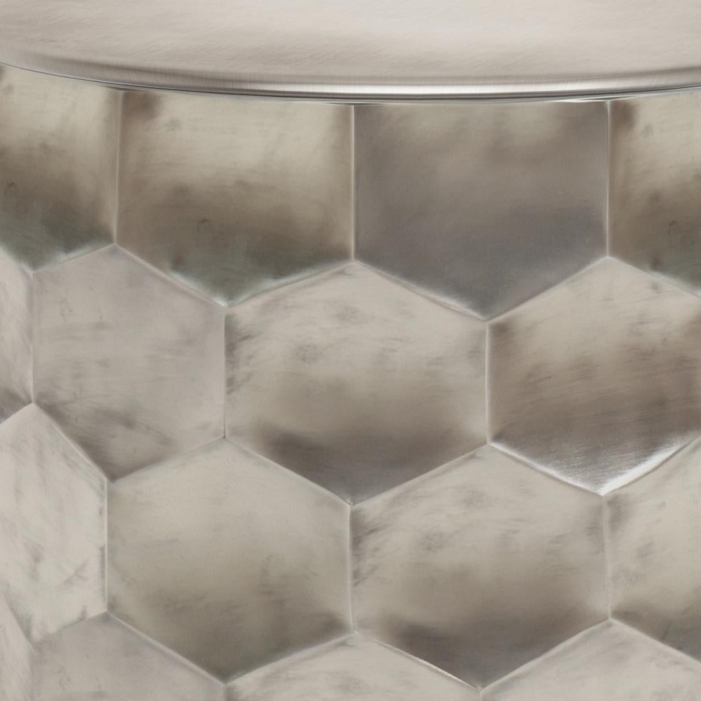 20" Silver Metal Round End Table