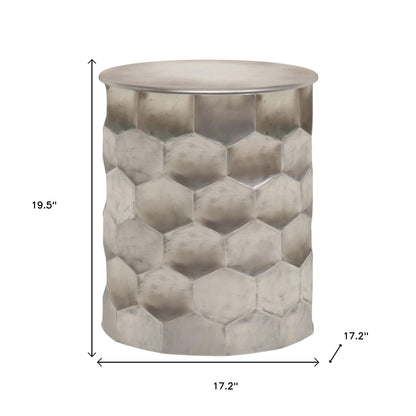 20" Silver Metal Round End Table