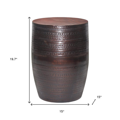 20" Bronze Metal Round End Table