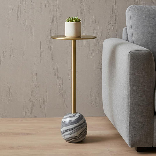 23" Gold Metal Round End Table