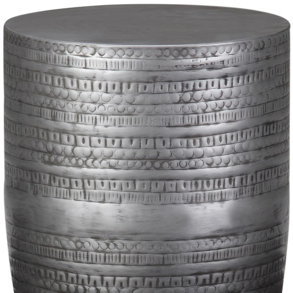 20" Silver Metal Round End Table