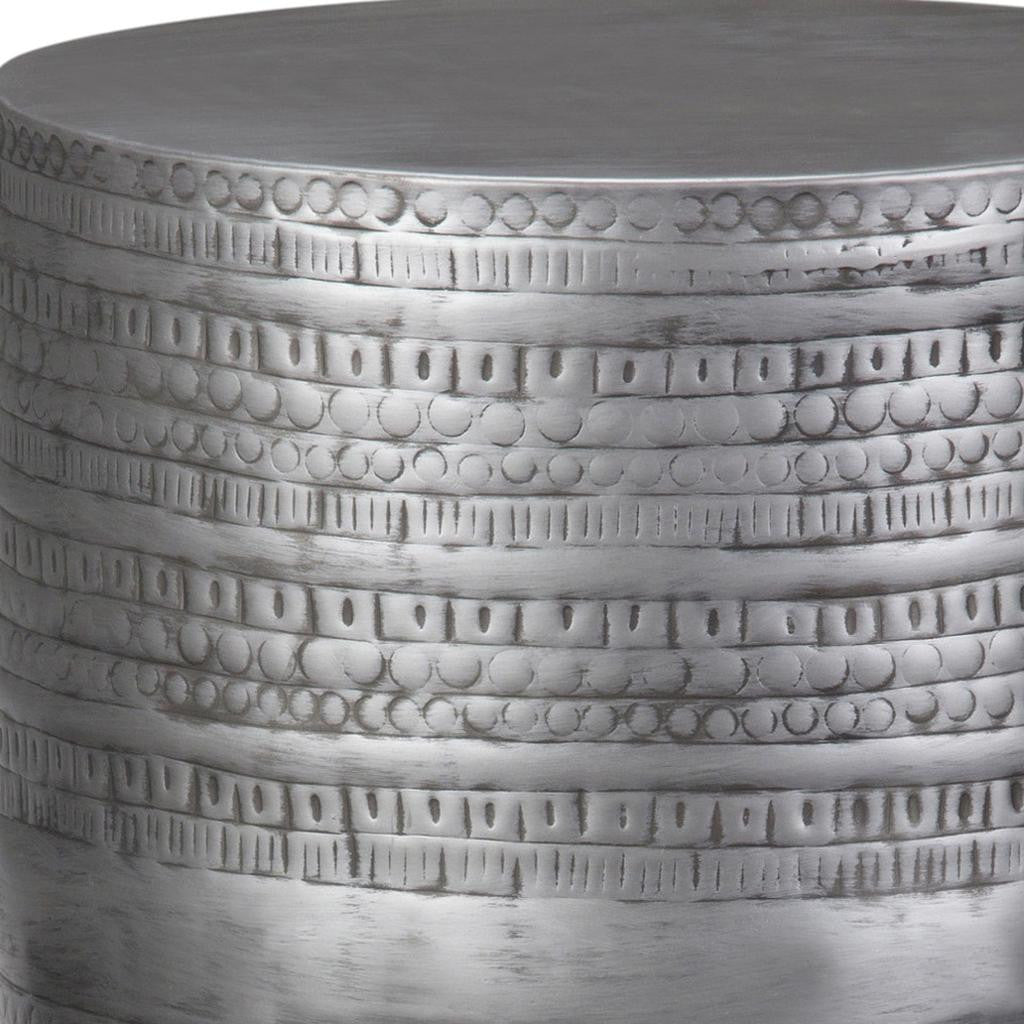 20" Silver Metal Round End Table