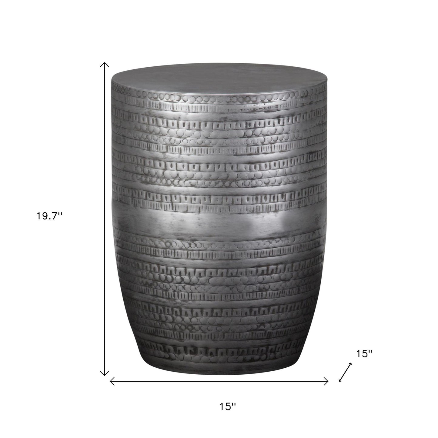 20" Silver Metal Round End Table