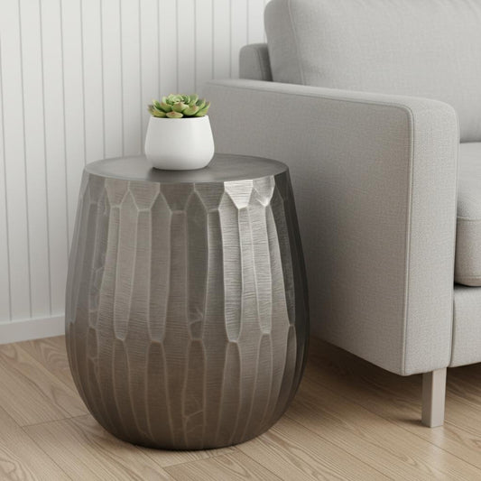 20" Graphite Aluminum Round End Table