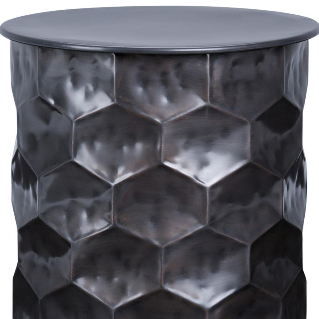 20" Antiqued Bronze Metal Round End Table