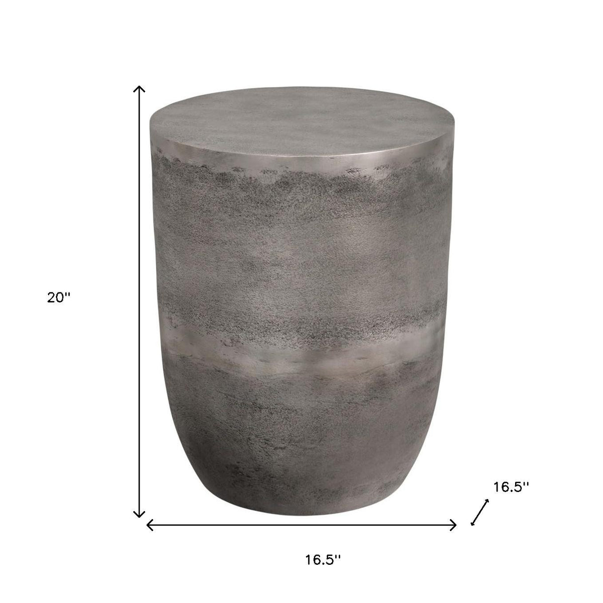 20" Silver Aluminum Round End Table