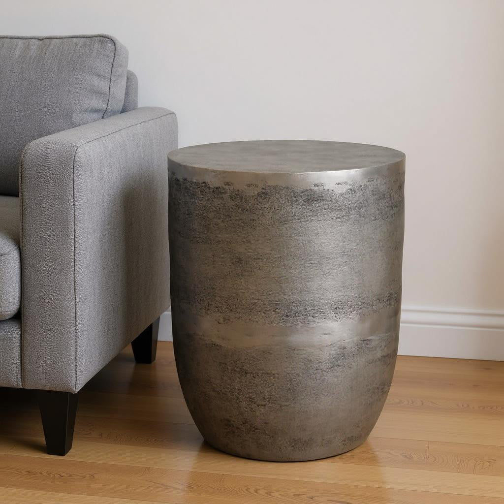20" Silver Aluminum Round End Table